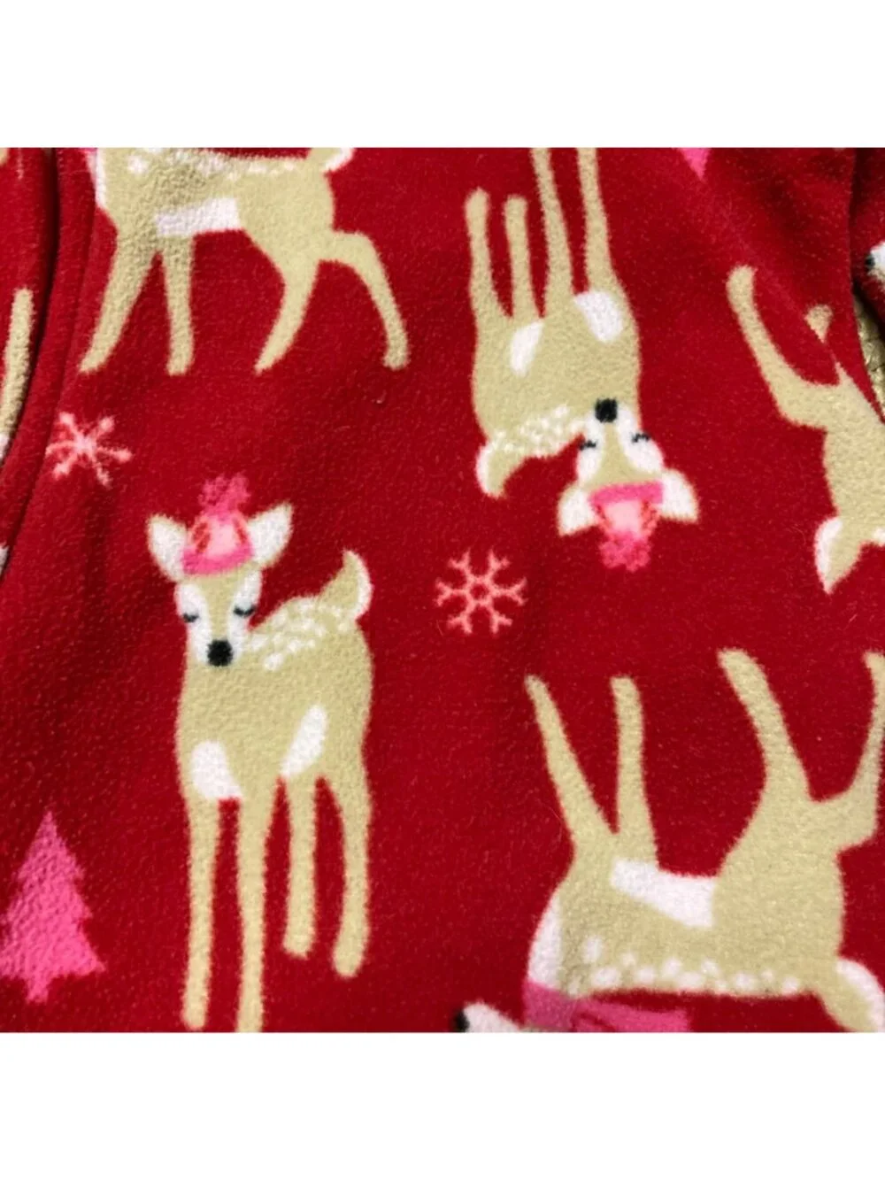 Child Of Mine By Carters 18M Red Fleece Footed Pajamas Reindeer Snowflake Print